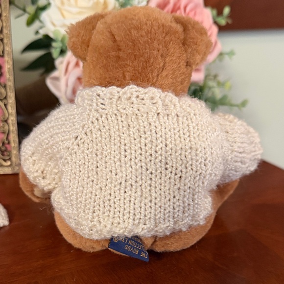 Boyds Bears Brown Teddy with Cream Sweater and Plaid Bow - Picture 5 of 6